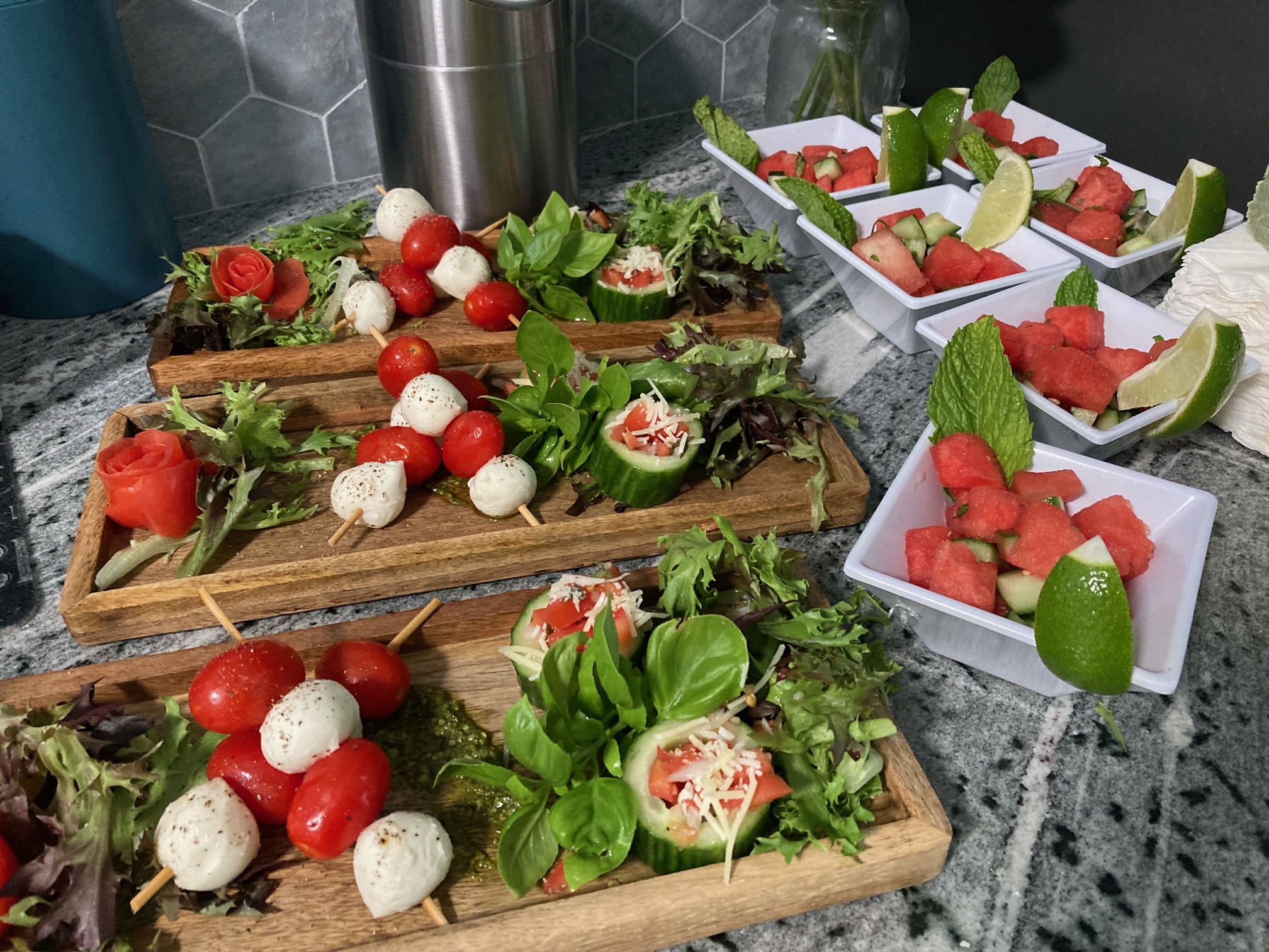 private home catering appetizers and salad